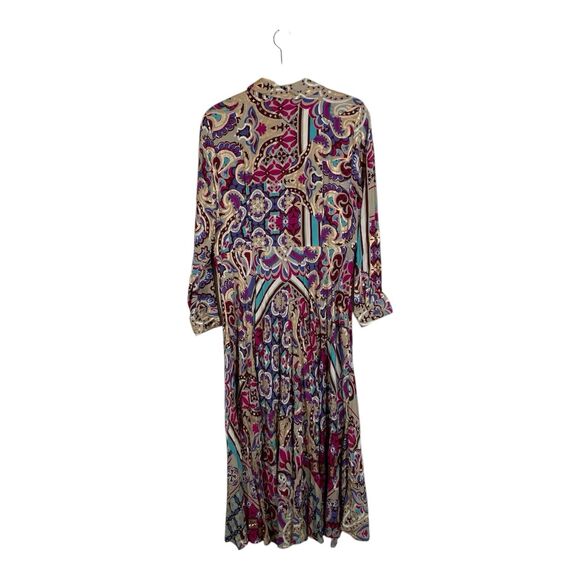 Soft Surroundings Pamero Soho Dress Womens Petite Medium Boho Maxi Button Up - Picture 2 of 11